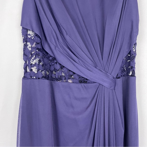 David’s Bridal NWT Double Strap Lace Inset Mesh Bridesmaids Dress Size 10 Lapis - Picture 7 of 11